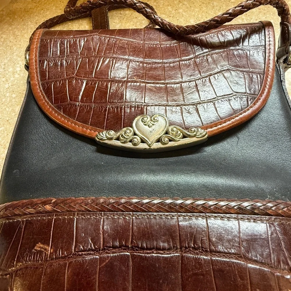 Vintage Brighton Brown and Black Croc-Embossed Purse Small 2 tone Bag